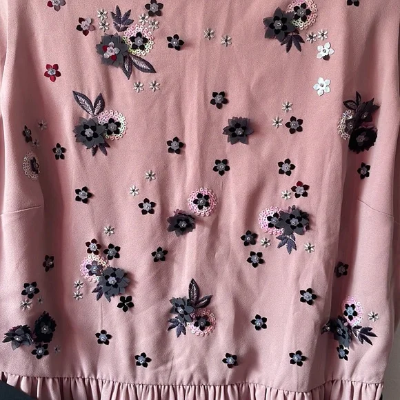 LC Lauren Conrad Runway Pink Black floral embellished Gown Womens size 6 - Picture 4 of 7